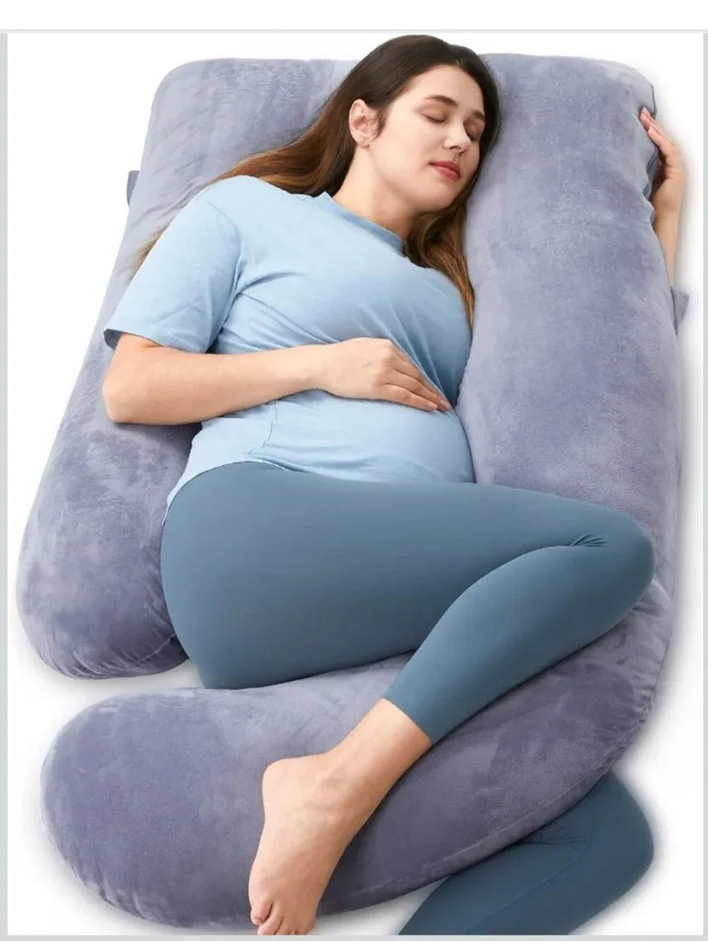 Momcozy U-Shaped Full Body Pillow - Light Gray